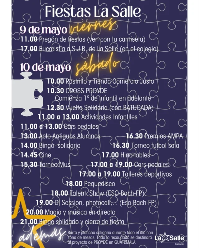 Últimos detalles del horario de nuestras fiestas 🎉 #fiestaslasalle #tiempodecuidartiempodecrear