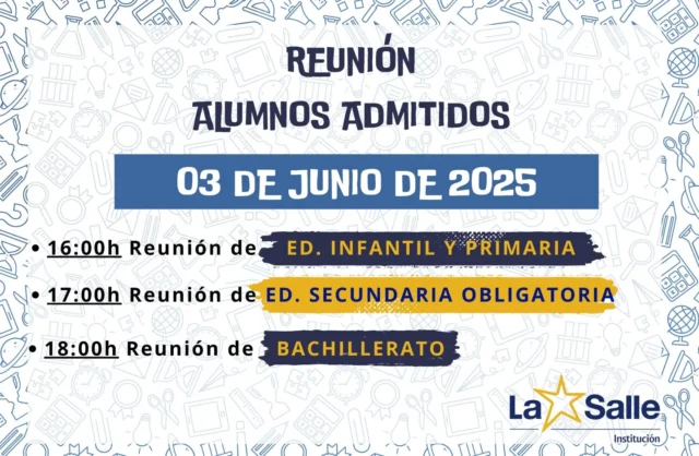 HOY reuniones  con las familias admitidas para el próximo curso.